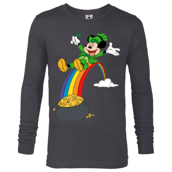 Disney Mickey Mouse End of the Rainbow St. Patrick’s Day - Long Sleeve T-Shirt for Men - Customized-Charcoal Heather