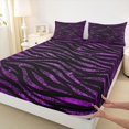 thumbnail image 5 of Homewish Zebra Print Bed Sheets, Black Purple Full Size Sheets, Animal Theme Decor, 4pcs (1 Flat Sheet, 1 Fitted Sheet and 2 Pillowcases), 5 of 6