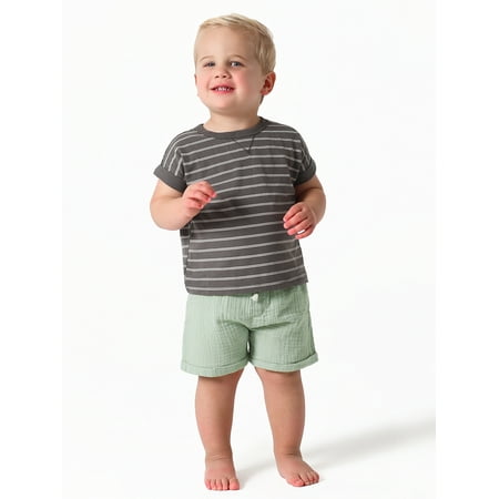 

Modern Moments by Gerber Baby Boys Short Sleeve Tee and Gauze Shorts Outfit Set 2-Piece Sizes 0/3M-24M