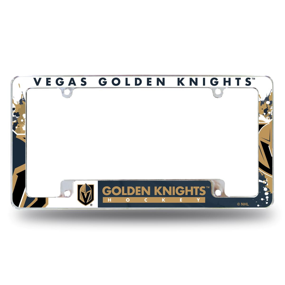 Las Vegas NHL Golden Knights Chrome Metal License Plate Frame with Bold Full Frame Design