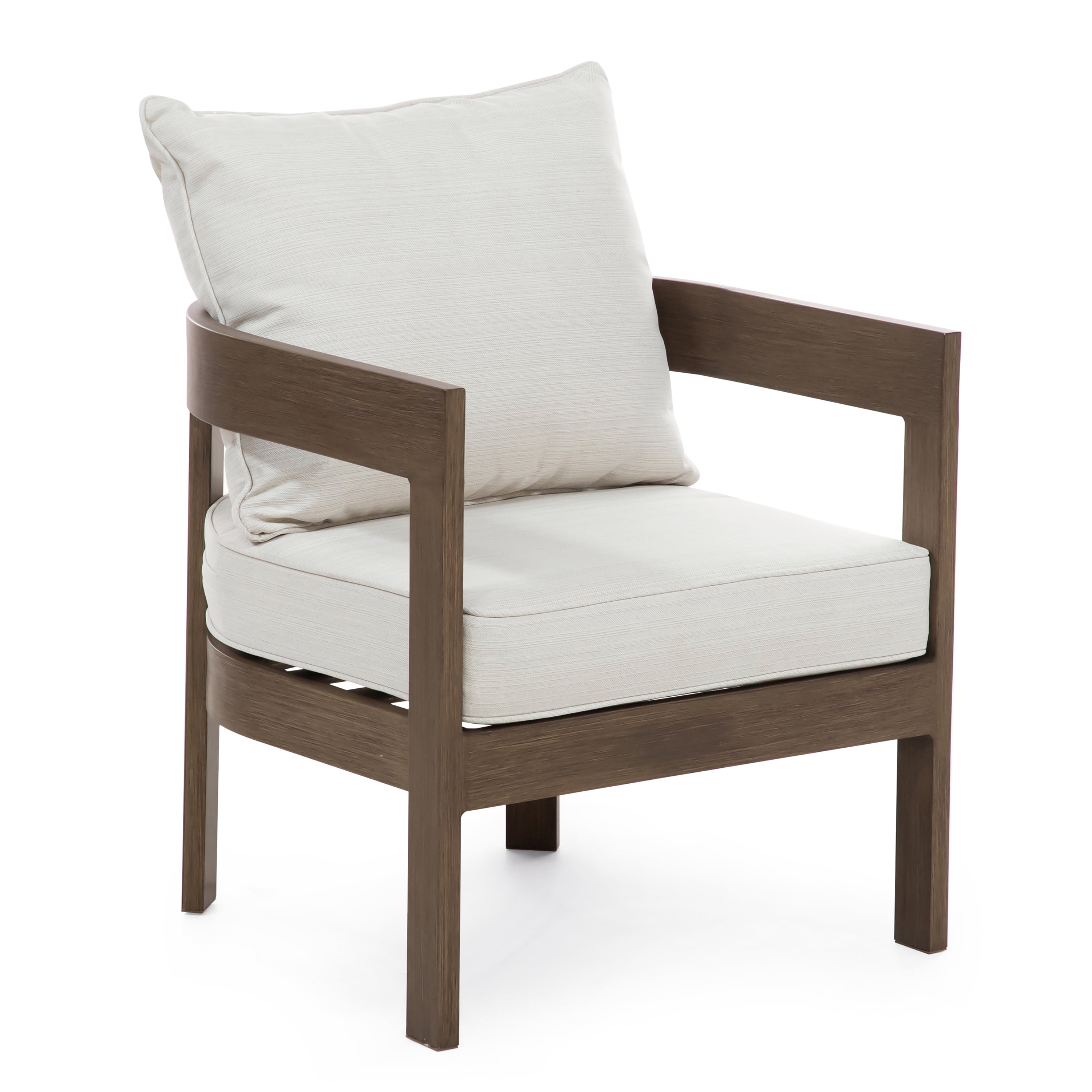 Furniture of America Drom 3-Piece Aluminum Patio Table and Chair Set, Natural and Beige