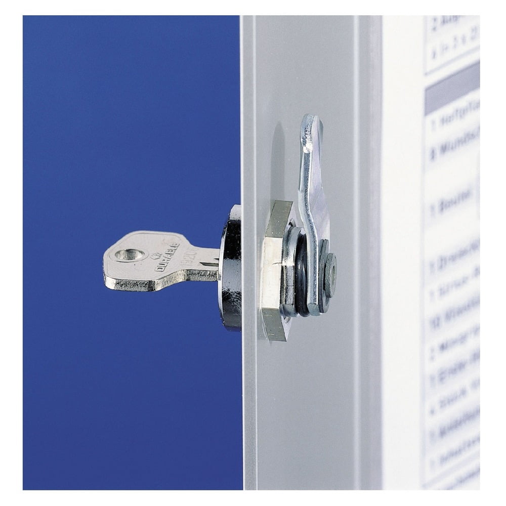 DURABLE Locking Key Cabinet, 72-Key, Brushed Aluminum in Silver, 11.75 x 4.63 x 15.75
