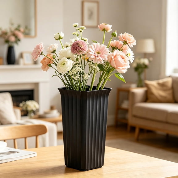 Linnome Plastic Flower Vase Minimalist Dry Flower Bucket Creative Artificial Floral Display Tube Home Table Decor Ornament