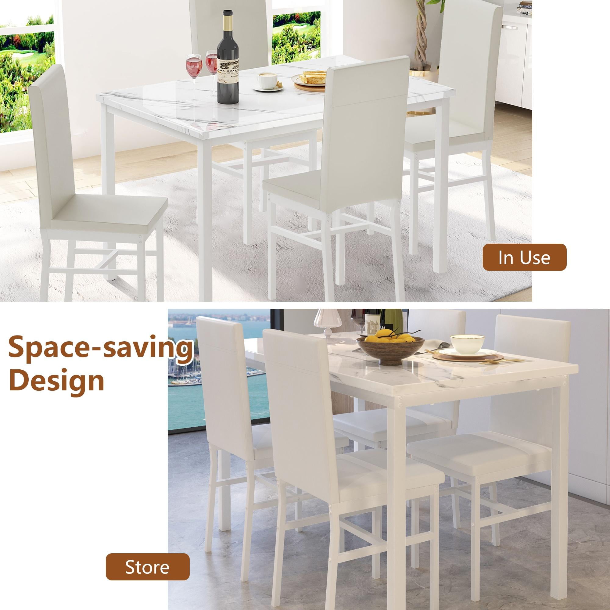 Walmart Dining Room Table Set for 4, Modern Faux Marble Top