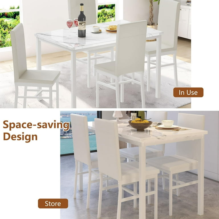 Walmart Dining Room Table Set for 4, Modern Faux Marble Top