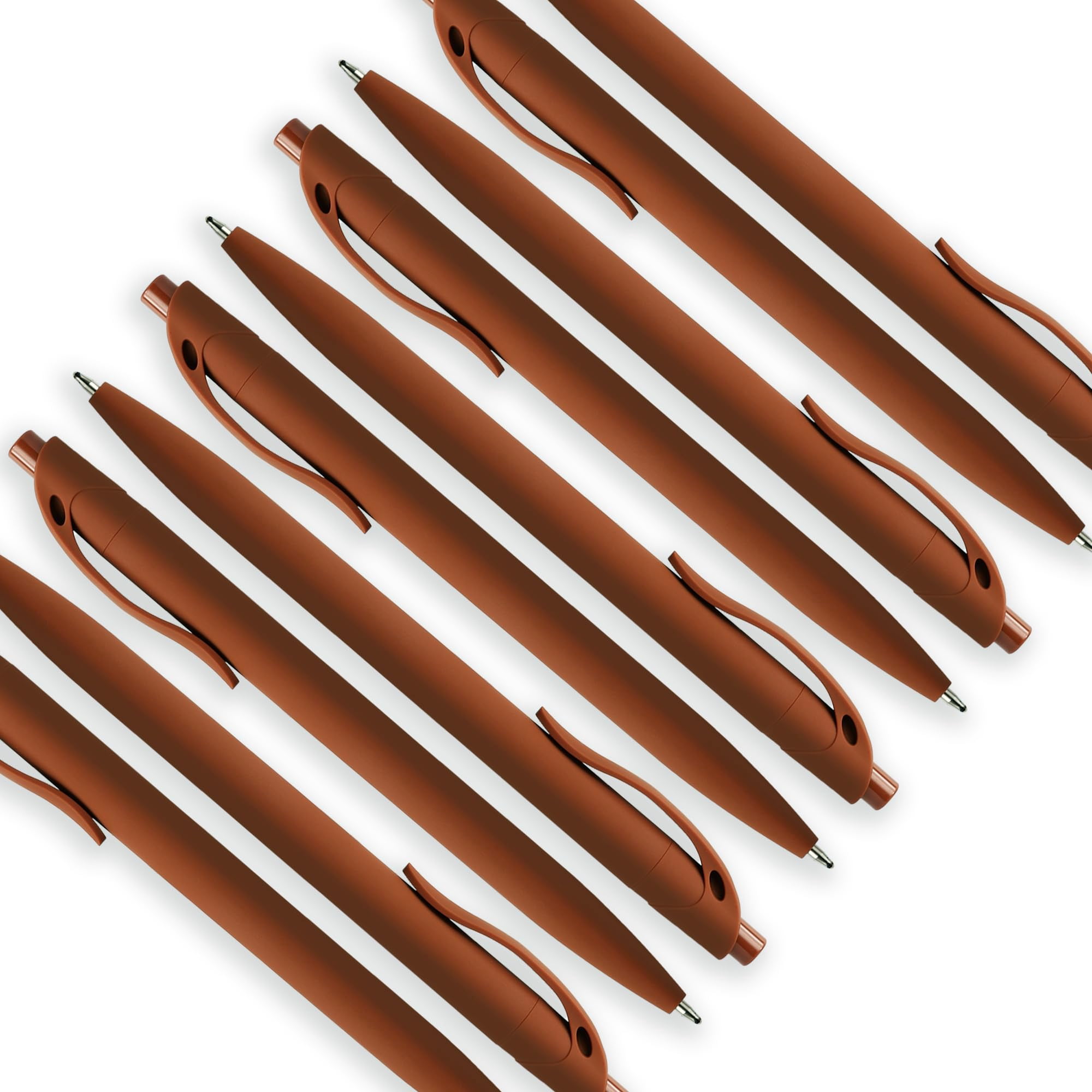 100 Pack No Bleed Brown Click Pens  Wholesale Retractable Ballpoint Medium Point Smooth Ink 1.0mm Black