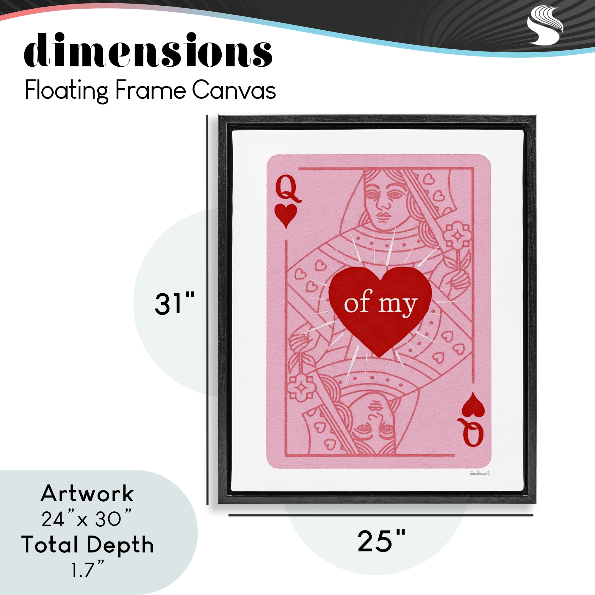 Queen Of My Heart Black Framed Floater Canvas Wall Art, design by Amanda Greenwood