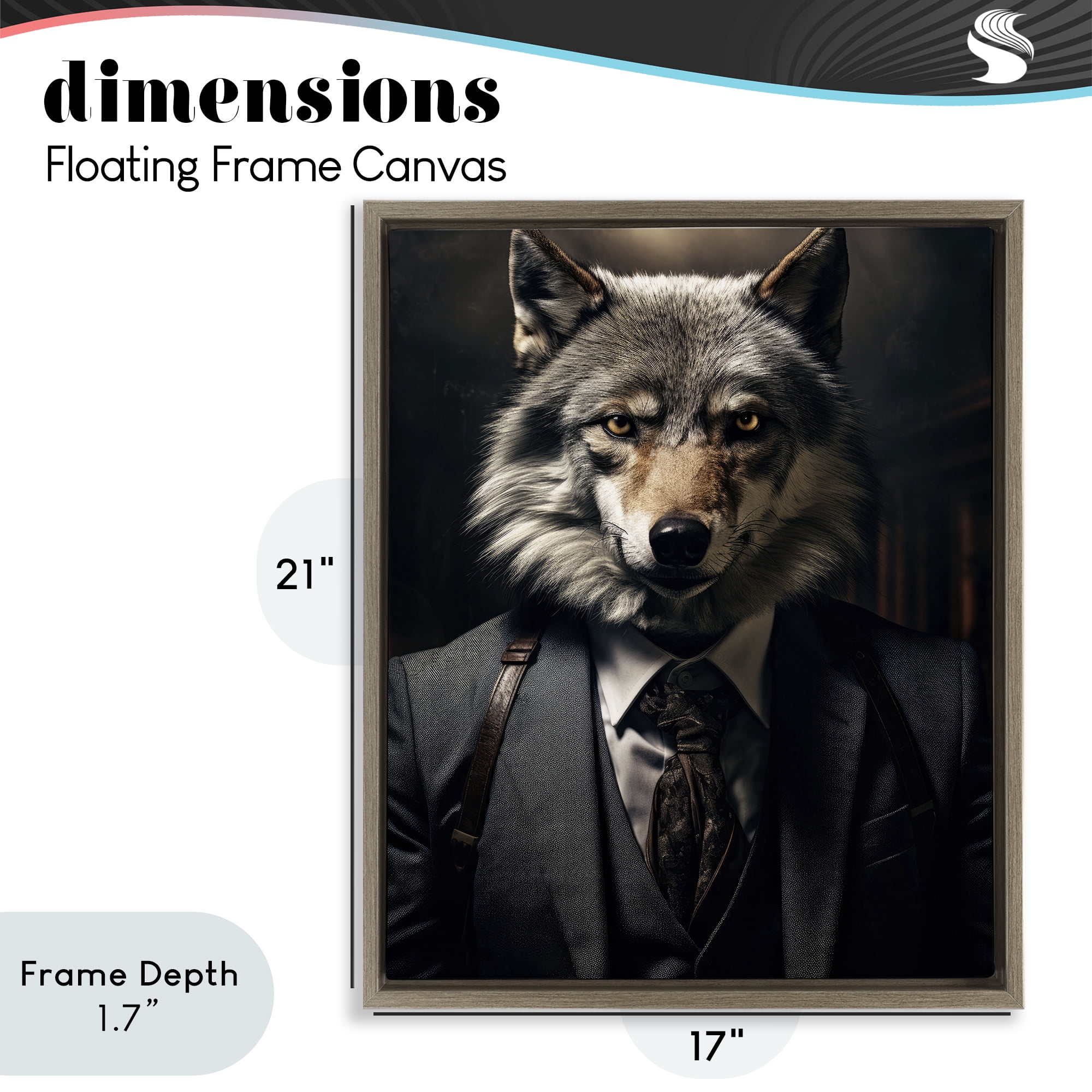 Stupell Industries Trendy Wall Street Wolf Brown Framed Floater Canvas Wall Art, design by Ray Powers