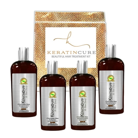 Keratin Cure Best Treatment Chocolate Max Bio Protein Silky Soft Formaldehyde Free Complex with Argan Oil Nourishing Straightening Damaged Dry Frizzy Kit (120ml/ 4 fl (The Best Chocolate Ever)