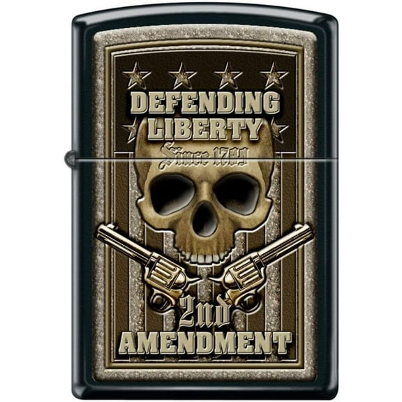Zippo Lighter - Personalized Custom Message Engraved on Backside for Amendment Defending Liberty Black Matte #Z5264