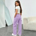 thumbnail image 1 of Zuwimk Girls Barrel Sweatpants Baggy Pants Wide Leg Drawstring Casual Sweat PantsFall Winter Elastic Waisted Open Bottom Soft Sweat Pants(Purple,7-8 Years), 1 of 7