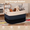 thumbnail image 3 of 118L Extra Large Blanket Basket, Rectangle Woven Cotton Rope Storage Basket,Used for storing Dirty Clothes, Stuffed Animal Toy Storage for Living Room,Kids Room,25" x 17" x 16", Gradient Blue, 3 of 14