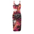 thumbnail image 4 of USSUMA Sleeveless Sundresses for Women Tropical Hawaiian Midi Beach Party Dresses Knee Length Club Pencil Bodycon Sexy Sun Dresses Women's Summer Casual U Neck Dress Wedding Guest, 4 of 5