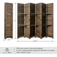 thumbnail image 5 of Partition Room Dividers, Folding Wood Privacy Screen with Three Display Shelves Suitable for Home Office, Study, Art Display - 6 Panel, 67 * 77inch (Brown), 5 of 16
