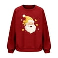 thumbnail image 4 of Xmas Waffle Sweatshirt with Santa Graphic Oversized Baggy Crew Neck Tops Novelty Christmas Fun Gift Fall Pullover, 4 of 7