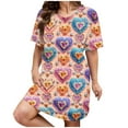 thumbnail image 2 of Zorckvet Womens Plus Size Nightgowns Sleepshirts Heart Print Valentine's Day Dressy Short Sleeve Nightshirts for Women Comfy, 2 of 5