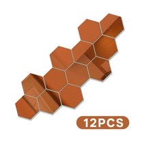 CCOCC 12Pcs Mirror Stickers,Simple Install Process Gym Mirror,Clear Polished Look Mirror Tiles,Brown