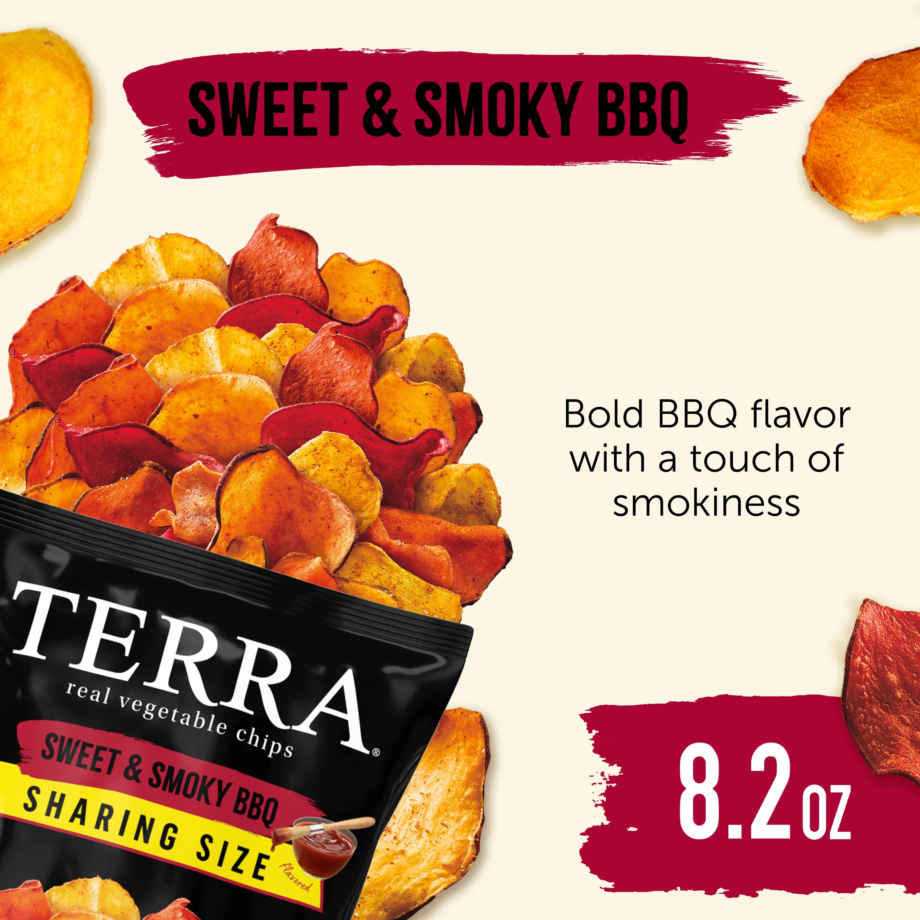 (2 pack) TERRA Sweet & Smoky BBQ Vegetable Snack Chips, Sharing Size, 8.2 oz