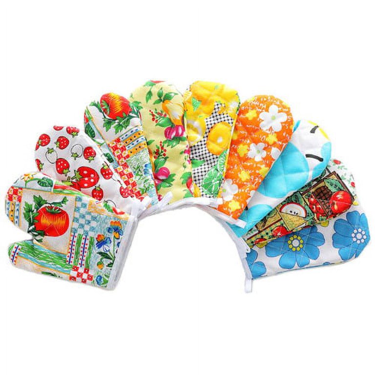 Cheers.US 2Pcs/Set Oven Mitts Quilted Cloth Extra Long Professional Heat  Resistant Kitchen Flower Print High Temperature Insulated Glove Heatproof