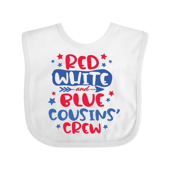 Inktastic Cousins Crew Red White and Blue 4th of July Boys or Girls Baby Bib