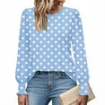 thumbnail image 5 of DAFPZW Long Sleeve Shirts for Women Polk Dot Printed Crewneck Business Casual Tops Loose Three Quarter Length Work Blouses, 5 of 6