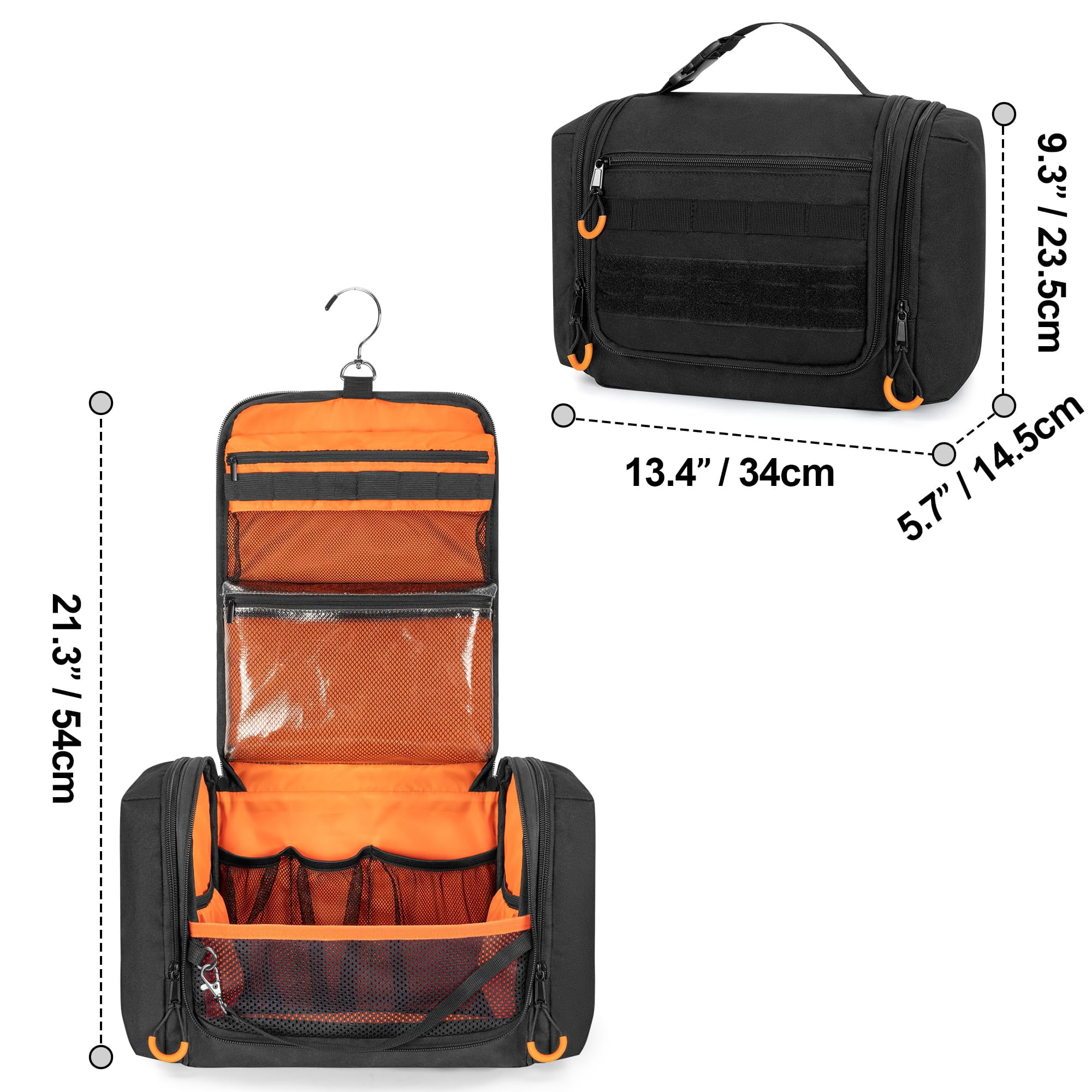 Toiletry Travel Bag For Men  Hanging Dopp Kit Hygiene Shower Organizer With Hook Toiletries And Shaving Care Black (empty Bag)