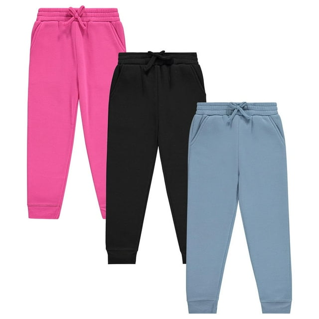 CHUANK Ensemble de Pantalons de Jogging Ultra Doux à Taille Extensible pour Fille - Lot de 3