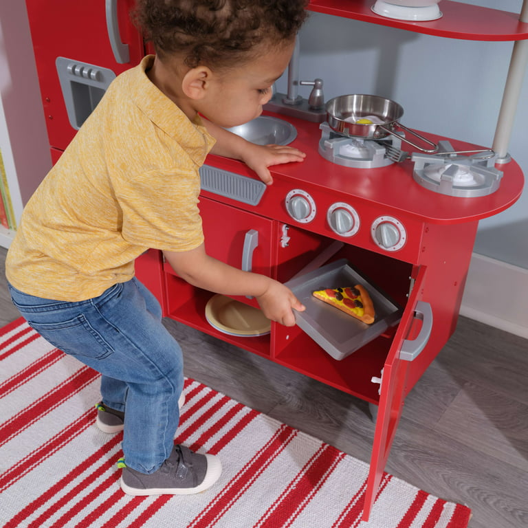 KidKraft Red Vintage Wooden Play Kitchen with Play Phone