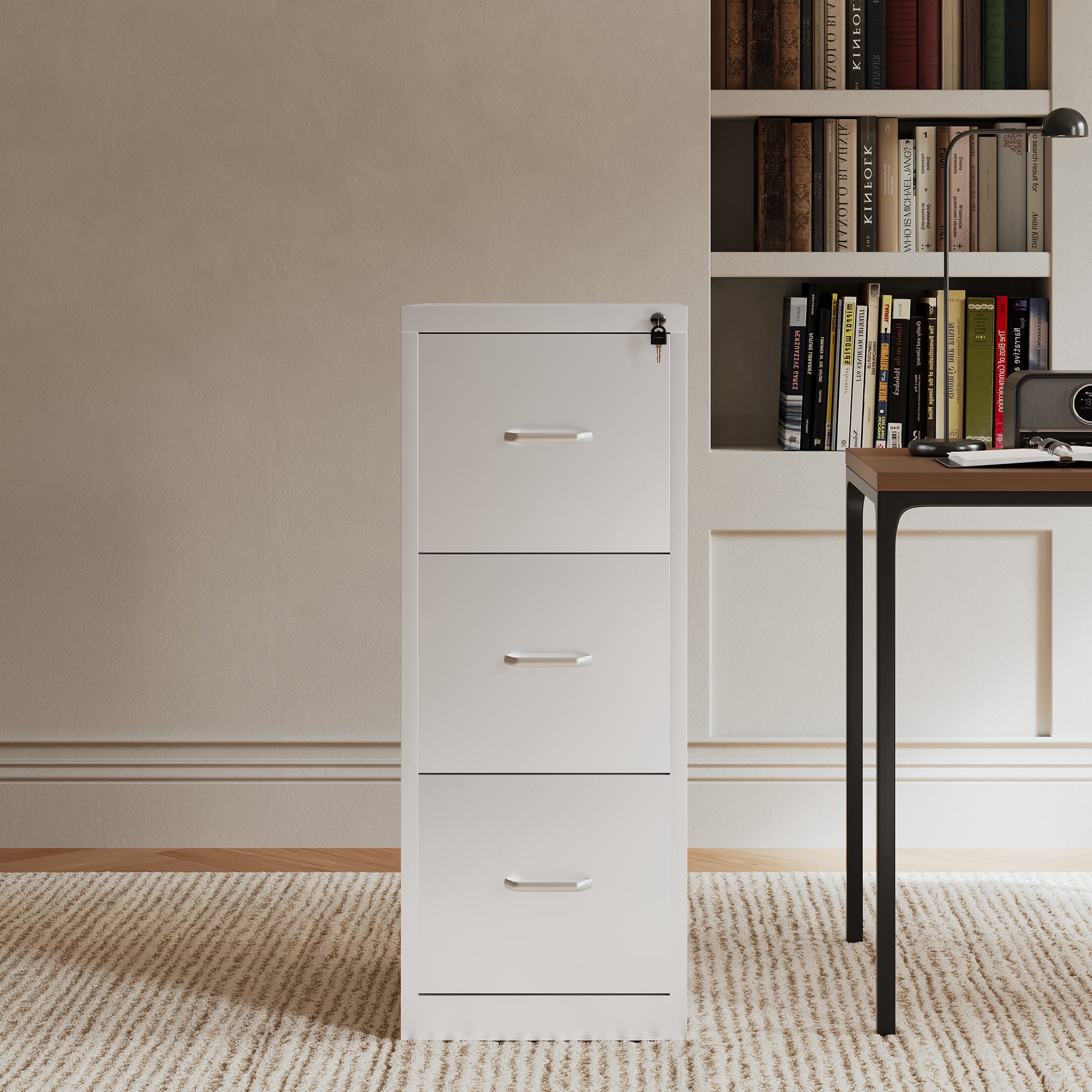 Ouyessir 15" Wide 3-Drawer Vertical White Steel File Cabinet, Metal Filing Cabinet for Home Office