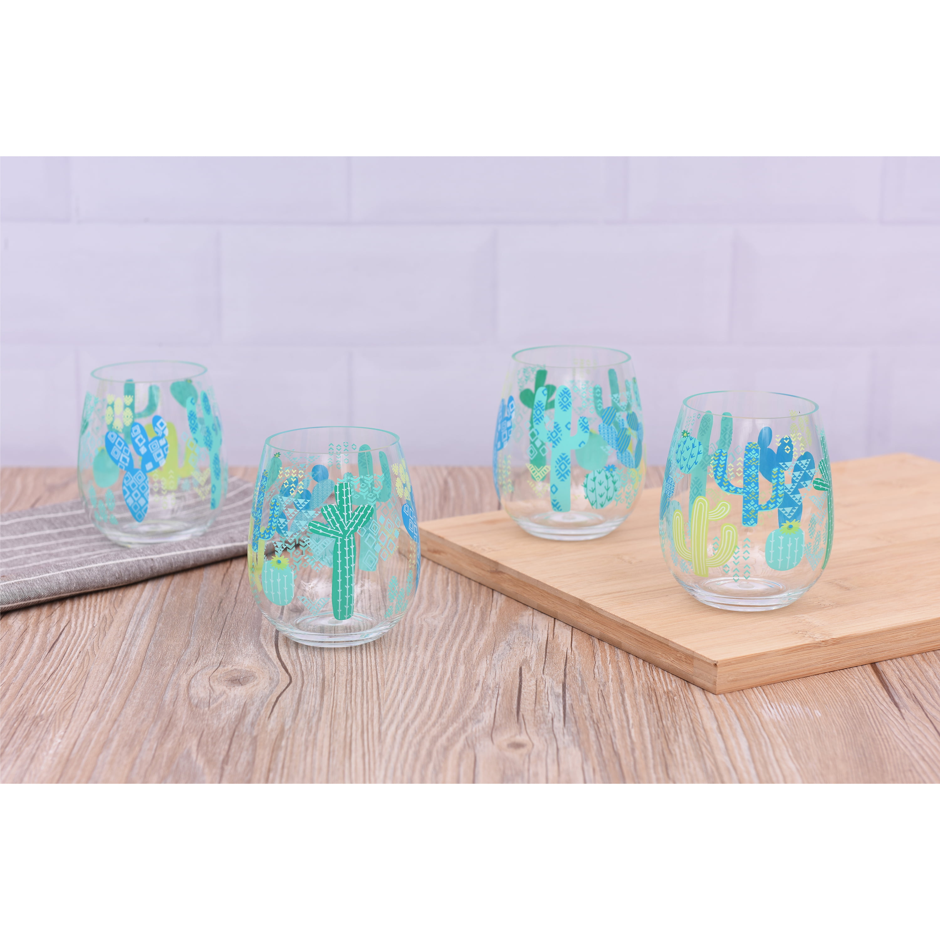 Spode Blue Italian Set of 4 (19 oz) Stemless Wine Glasses