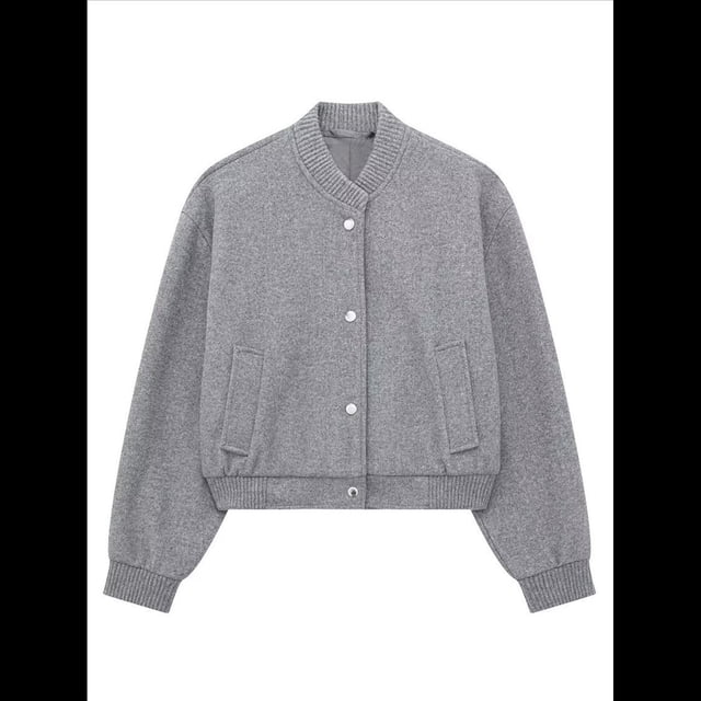 Chaqueta de Color Liso para Mujer, Chaqueta Corta Informal de , Chaqueta de Larga con Cremallera, Abrigo, Ropa de Abrigo Gris M