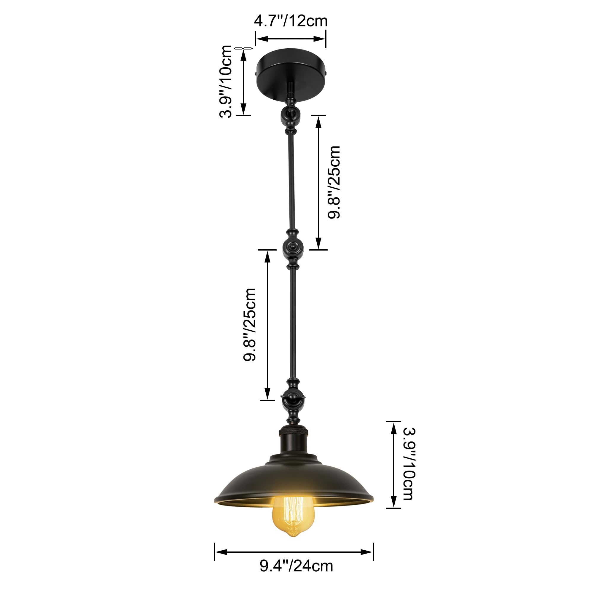Kiven Pendant Light Fixture Adjustable Height,Swing Arm Hanging Lights Retractable Design with 15ft Plug-in Cord, Industrial Ceiling Pendant Light for Kitchen Island Picture Office TB2775