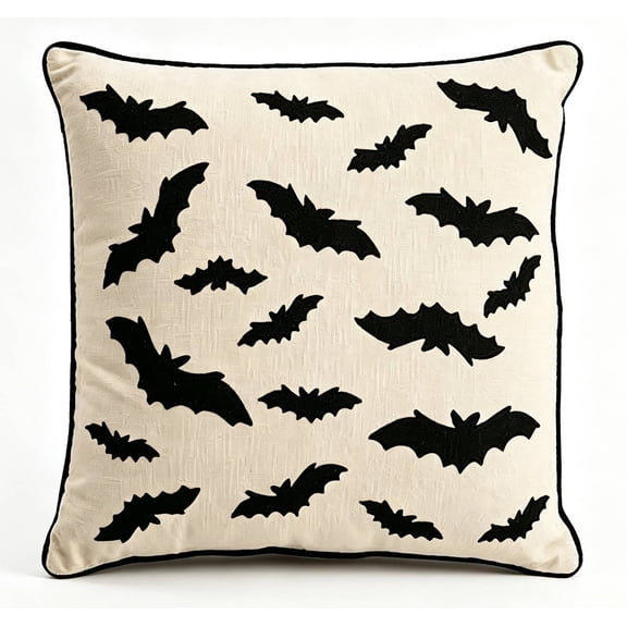 Halloween Pillow Covers Bat Throw Pillow Cases Soft Plush Fur Wool Couch Cushion Case for Chair Sofa Bedroom Living Room Home Decor, Ornament Storage 18*18In