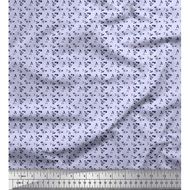Soimoi Polyester Crepe Fabric Leaves & Floral Shirting Print Sewing Fabric Yard 52 Inch Wide