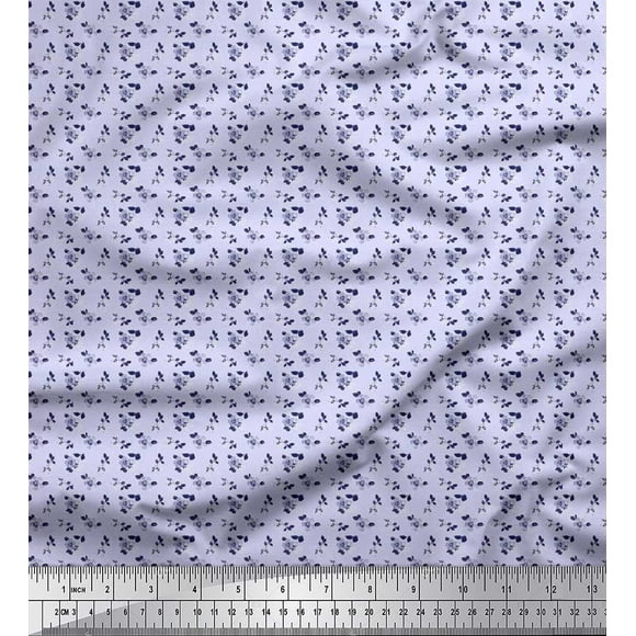 Soimoi Satin Silk Fabric Leaves & Floral Shirting Print Fabric by The Yard 42 Inch Wide