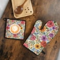 thumbnail image 5 of Pioneer Flower Kitchen Oven Mitt and Pot Holder Sets 2 Pcs for Baking, Cooking and Grilling, Heat Resistant Up To 392 °F, 5 of 7
