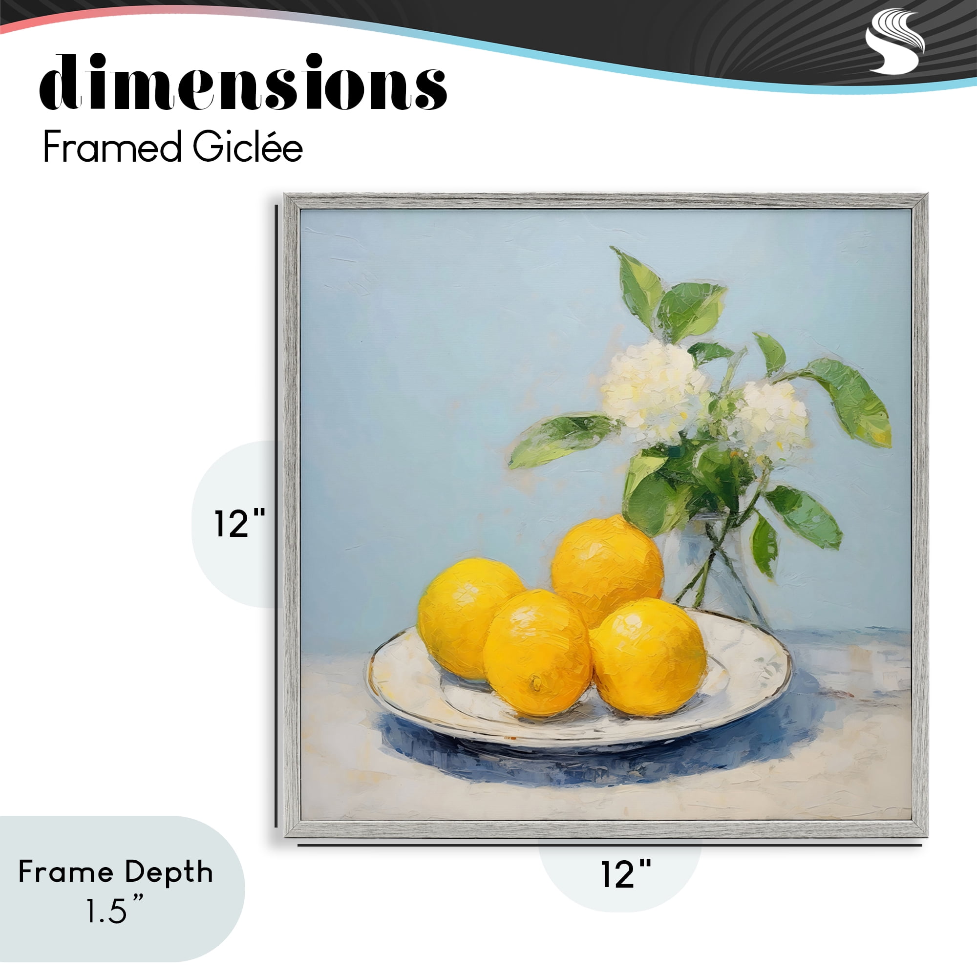 Stupell Industries Vase of Flowers and Lemons Gray Framed Giclee Art, design by Creative Studio