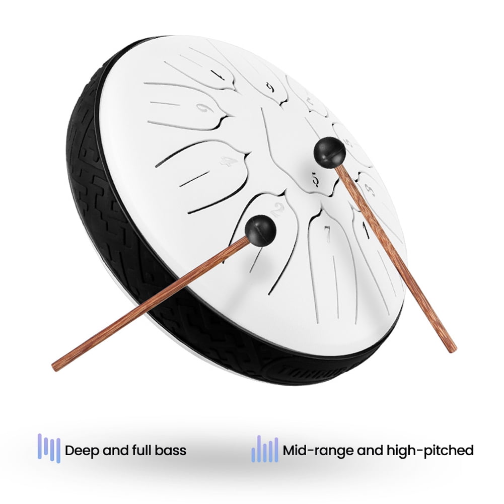Anself 6 inch 11-Tone Steel Tongue Drum D-Key Handpan Drum with Drumsticks for Adults, Green