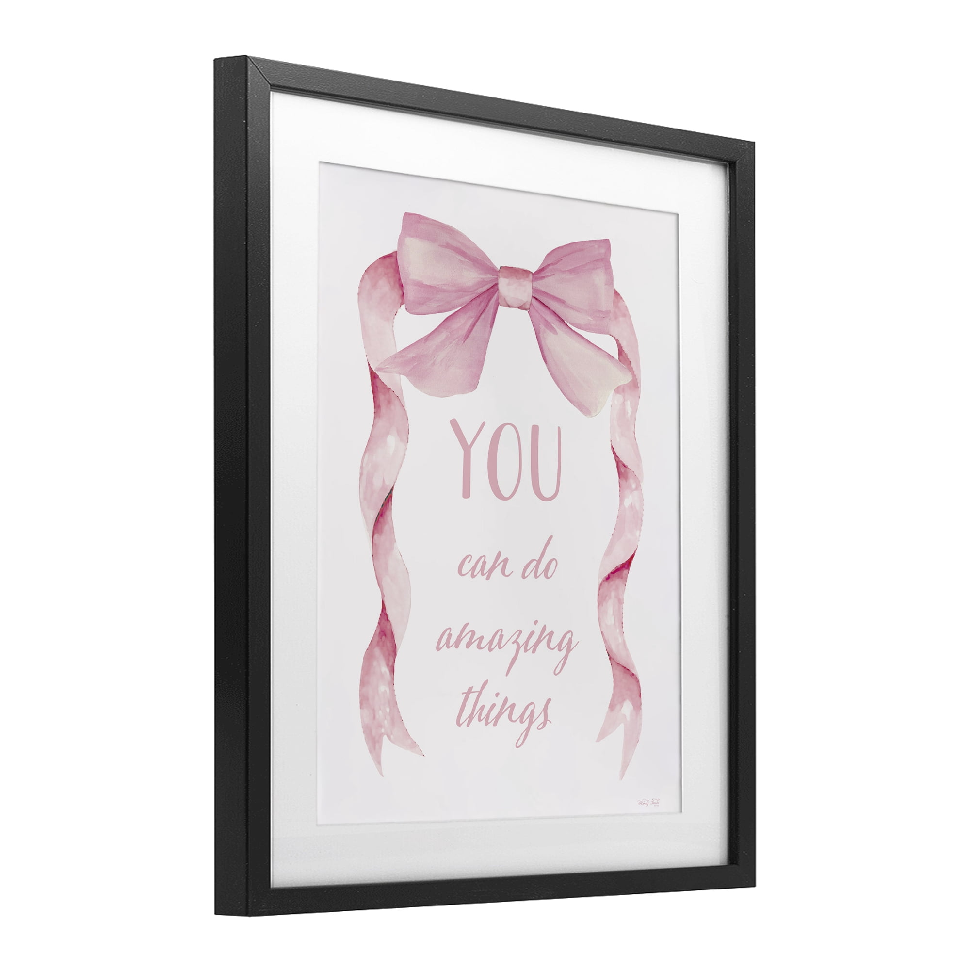 Stupell Industries Feminine Encouragement Ribbon Black Framed Print Under Glass, design by Cindy Jacobs