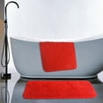 thumbnail image 2 of 2 Pc Bath Mat Set, PV Fur Rug Soft Furry Shag Plush Bathroom Floor Carpet, Non-Slip 17" x 24" & 20" x 30" Solid Color - Red, 2 of 5