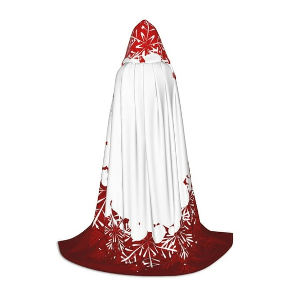 Honeii Winter Christmas Snowflake Print Poncho Cape, Cloak Coat, Snuggly Hooded Wearable Blanket, Hooded Cape For Teenagers,Halloween Costumes-Small