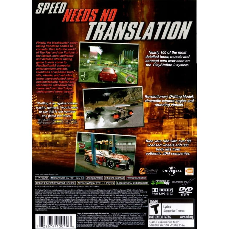 The Fast and the Furious PlayStation 2
