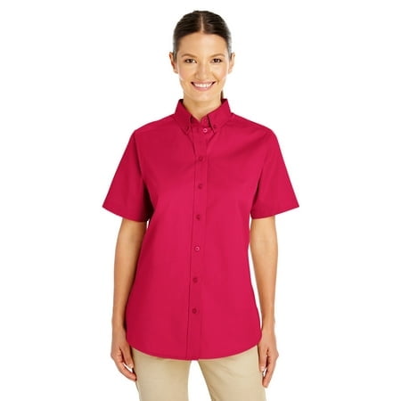 Harriton Chemise à Manches Courtes en Sergé 100 % Coton pour Femmes avec TéflonTM