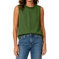 thumbnail image 7 of SSZMDLB Women Plus Size Sleeveless Ruffle Tank Tops Loose Round Neck Basic Tee Solid Boho Casual Summer Tops Vacation Holiday Outfits, Green M, 7 of 7