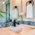 thumbnail image 3 of Mi Alma Blue White Floral Peel & Stick Tiles - Vinyl Backsplash 8x8, 3 of 12