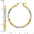 thumbnail image 3 of Auriga Fine Jewelry 14K Yellow Gold with Rhodium Diamond-cut 3mm Hoop Earrings for Women, 3 of 4