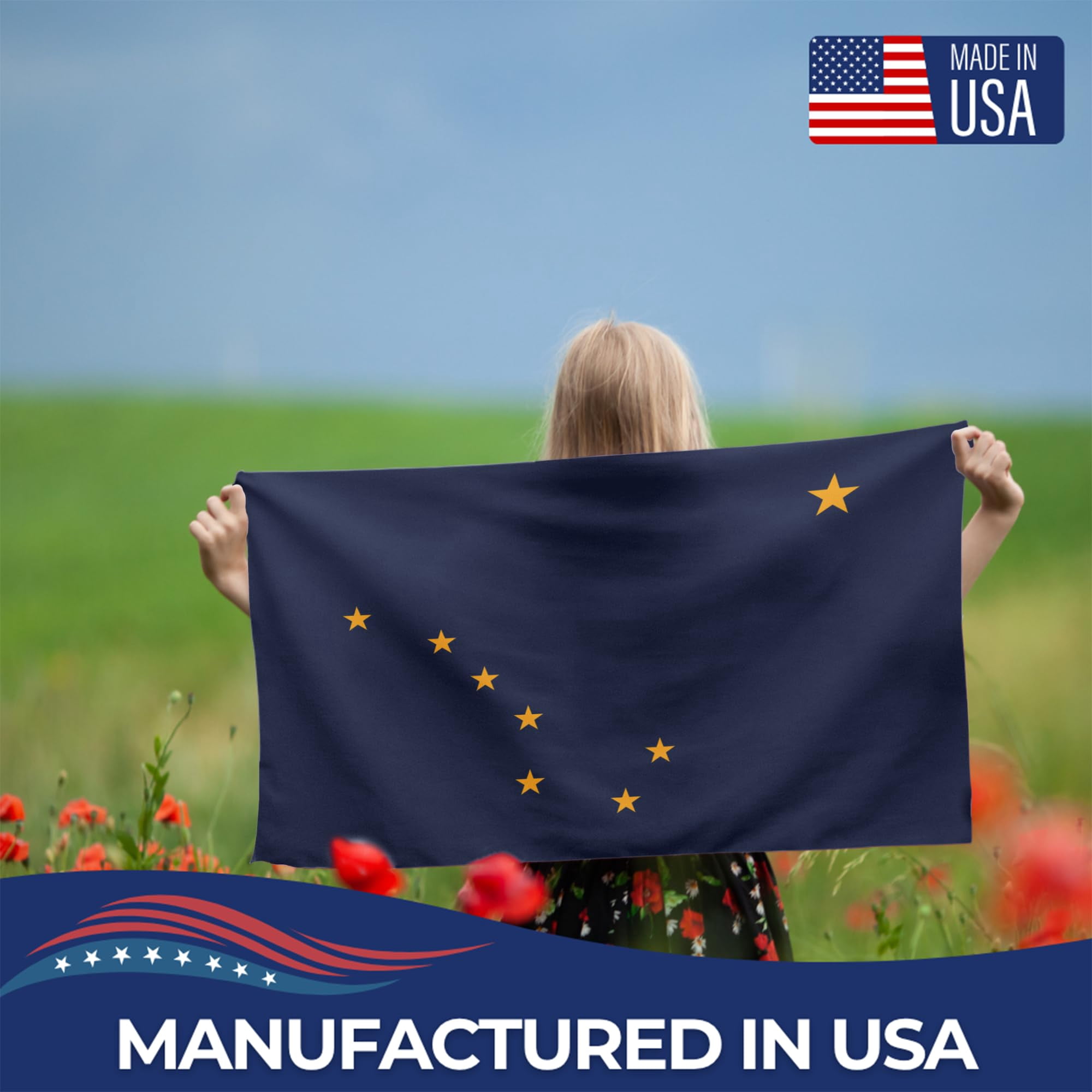 Alaska Outdoor Flag (1x1.5ft) by DreamController - Durable, Fade-Resistant Polyester, Double-Stitched, Brass Grommets - HD Printed USA State Flag - Made in USA
