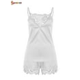 thumbnail image 5 of Spencer Women's Pajama Sets Sexy Lingerie Lace Satin Sleepwear Cami Shorts V Neck Babydoll Nightwear "White,2XL", 5 of 7
