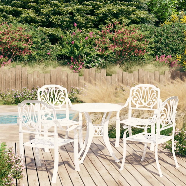 vidaXL 5 Piece Bistro Set Cast Aluminium White