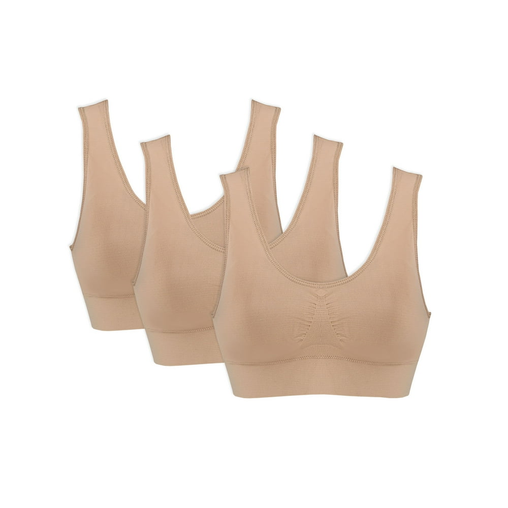 Genie Bra Womens Genie Bra Seamless 3 Pack Solid Color Comfort Sports Bras 6904